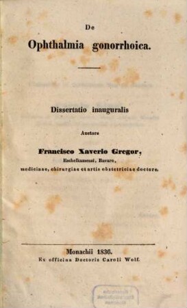De ophthalmia gonorrhoica : Dissertatio inauguralis