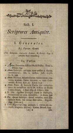 Sect. I. Scriptores Antiquitt.