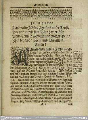 Leichenpredigt : Christliche Leich-Predigt. Eingang. Abhandlung.