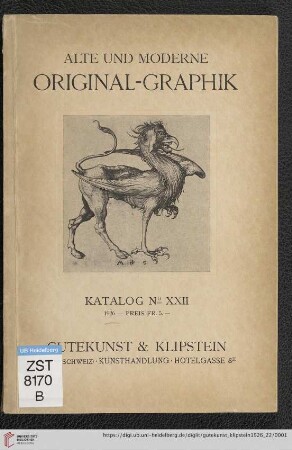 Nr. 22: Katalog: Alte und moderne Original-Graphik