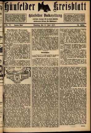 Zweite Ausgabe vom Samstag, den 11. Juni 1927.