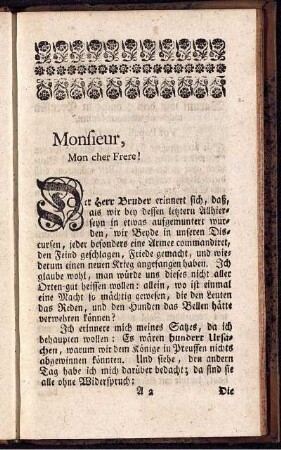 Monsieur, Mon cher Frere!