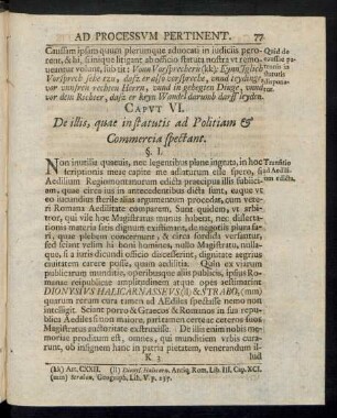Caput VI. De illis, quae in statutis ad Politiam & Commercia spectant
