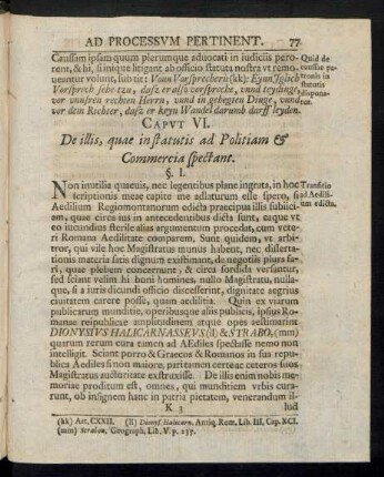 Caput VI. De illis, quae in statutis ad Politiam & Commercia spectant