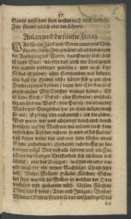 Anlangend die fünfte Fraag.