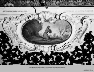 Ausmalung des Oratorio della Santissima Trinità : Wanddekoration : Heilige und Selige der Familie Piccolomini: Die Jungfrau erscheint dem Seligen Mino Piccolomini
