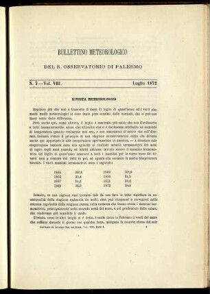 Bullettino Meteorologico Del R. Osservatorio Di Palermo