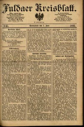 Erste Ausgabe vom Samstag, den 01. Juni 1895.