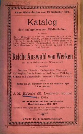 Katalog. [28.] 1890, 29. Sept.