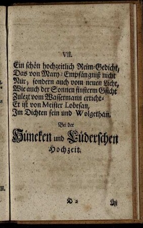 VII. Hochzeits- Aspecten.