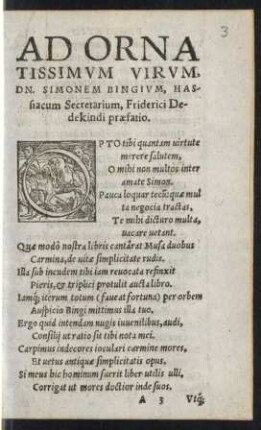 Ad Ornatissimum Virum, Dn. Simonem Bingium .... praefatio.