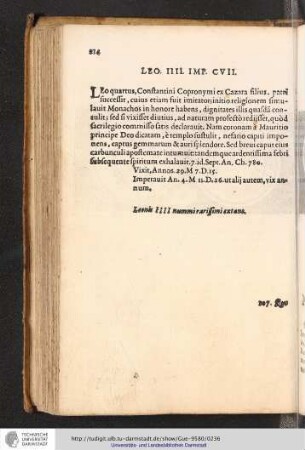 Leo. IIII. Imp. CVII.