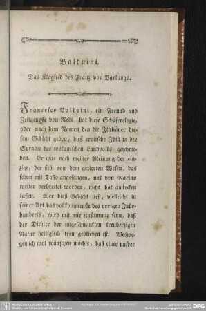 Balduini. Das Klagelied des Franz von Varlungo