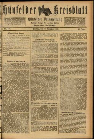 Ausgabe vom Samstag, den 10. November 1923.