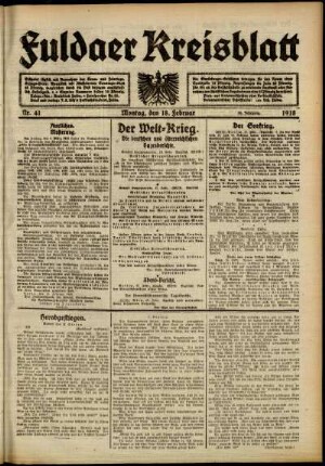 Ausgabe vom Montag, den 18. Februar 1918.