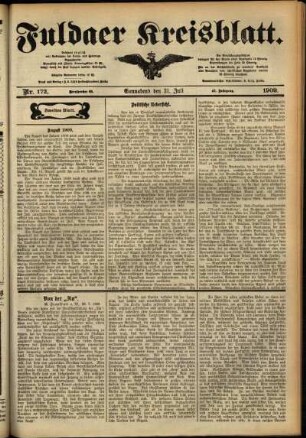 Zweite Ausgabe vom Samstag, den 31. Juli 1909.
