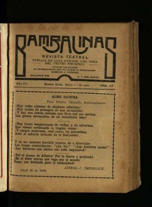 Alma gaucha : drama en tres actos y seis cuadros
