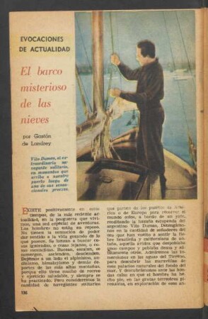 El barco misterioso de las nieves : Evocaciones de actualidad