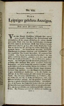 No. 102. Den 20ten December 1790.
