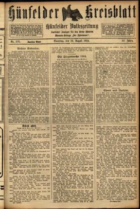 Zweite Ausgabe vom Samstag, den 23. August 1924.