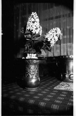 Vase mit Blumen auf einem Tisch