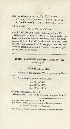 Concours d´agrégation pour les lycées, en 1853.