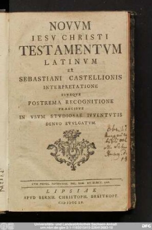Novvm Iesv Christi Testamentvm Latinvm