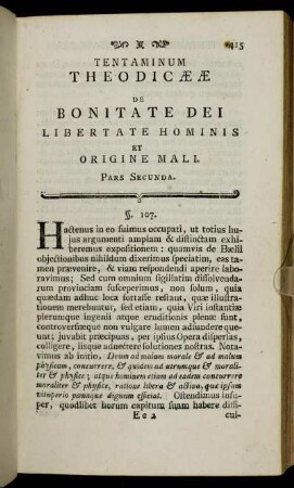 Tentaminum Theodicææ De Bonitate Dei Libertate Hominis Et Origine Mali. Pars Secunda