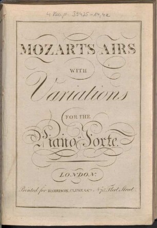 MOZARTS AIRS WITH Variations FOR THE Piano Forte