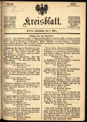Ausgabe vom Samstag, den 02. März 1872.