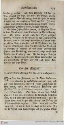 Zweyter Abschnitt: Von der Entwicklung der Knochen insbesondere