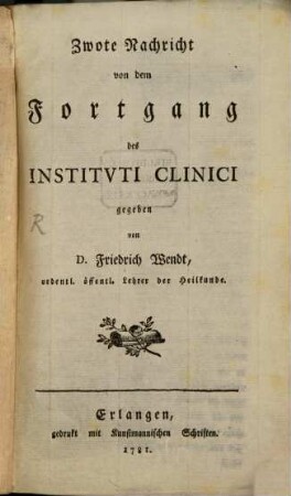 Nachricht von dem Kranken-Institut zu Erlangen, 2. 1781