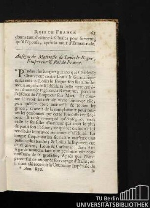Ansegarde Maitresse de Louїs le Begue, Empereur & Roi de France.