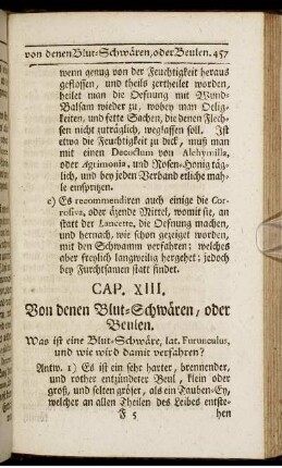 Cap. XIII. Von denen Blut-Schwären, oder Beulen.