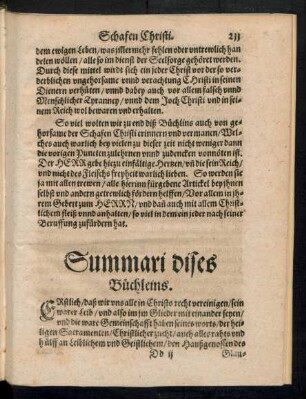 Summari dises Büchleins.