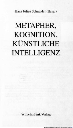 Metapher, Kognition, künstliche Intelligenz