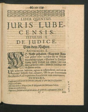 Titulus I. De Iudice. Von dem Richter.