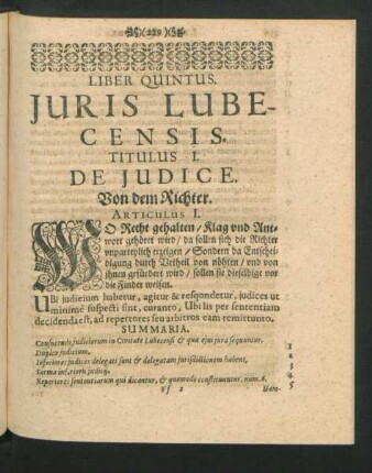 Titulus I. De Iudice. Von dem Richter.