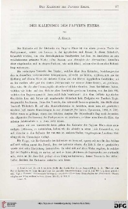 6: Der Kalender des Papyrus Ebers