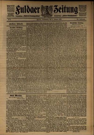 Erste Ausgabe vom Donnerstag, den 09. Januar 1908.
