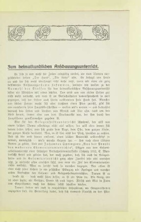 Zum heimatkundlichen Anschauungsunterricht