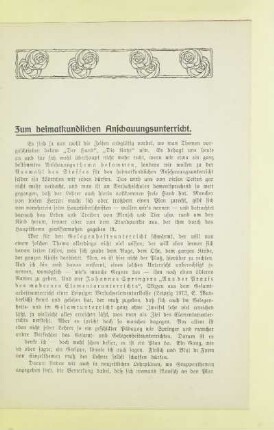 Zum heimatkundlichen Anschauungsunterricht