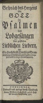 Gespräch des Herzens Mit Gott In Psalmen Und Lobgesängen Und geistlichen Lieblichen Liedern