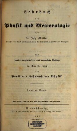 Pouillet's Lehrbuch der Physik und Meteorologie : in zwei Bänden. 2