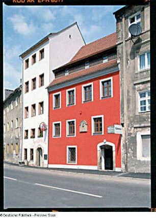 Zgorzelec/Polen, Ignatz-Daszynski-Straße 11 und 12. Wohnhaus mit Gaststätte "Przy Jakubie" (Nr. 11) und Jakob-Böhme-Haus (Nr. 12, 16. Jh.)