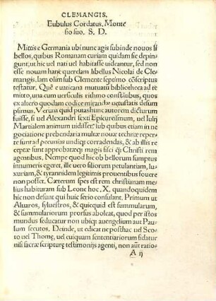 Nicolavs Clemangis Archidiaconus Baiocen[sis]. Doctor. S. theologiae Parisiensis, De corrupto ecclesiae statu