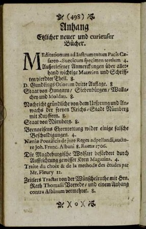 Anhang Etzlicher neuer und curieuser Bücher