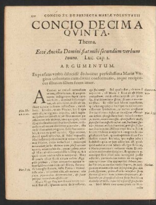 Concio Decima Quinta. Thema. Ecce Ancilla Domini, fiat mihi secundum verbum tuum.