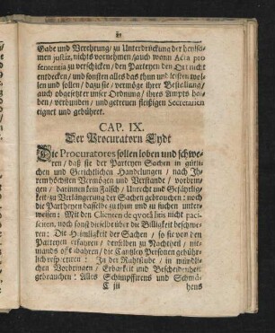 Cap. IX. Der Procuratoren Eydt.