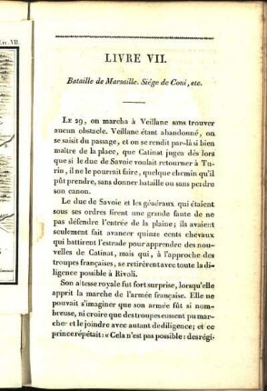 Livre VII. Bataille de Marsaille. Siége de Coni, etc.
